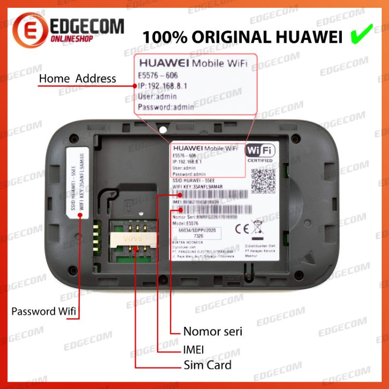 Mifi 4G LTE Huawei E5576 Free Telkomsel 14GB Garansi Resmi