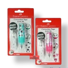 

Correction Tape Faber-castell QAR-506 Motif Fancy #169651 Blue & #169628 Pink Tip x Kertas + Free Refil - SHABG