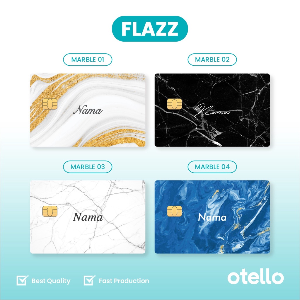 eMoney Flazz Tap Cash Brizzi Marble Kartu Custom Nama eToll Card UV Print