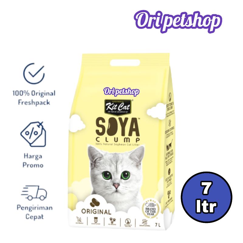 Pasir  kit Cat tofu Soya 7 ltr Original - Pasir Kucing Wangi