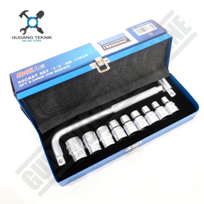 Kunci Shock 1/2&quot; 6PT 8-22mm SET isi 11Pcs 0-06050634011 MULTIPRO / Socket Wrench Kunci Sok Sock 1/2 Inch 11 Pcs Segi 6 TW Series MULTIPRO