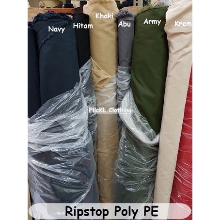 Bahan Kain Ripstop PE Polyster Ripstop Poly PE Kotak Kotak Celana Baju Kemeja Seragam