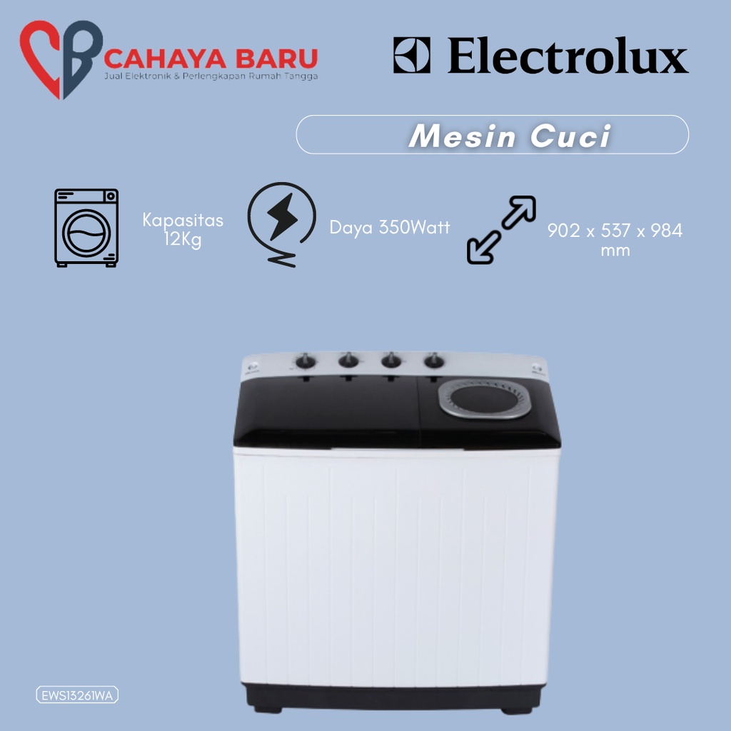 MESIN CUCI ELECTROLUX 2 TABUNG 12KG EWS13261WA