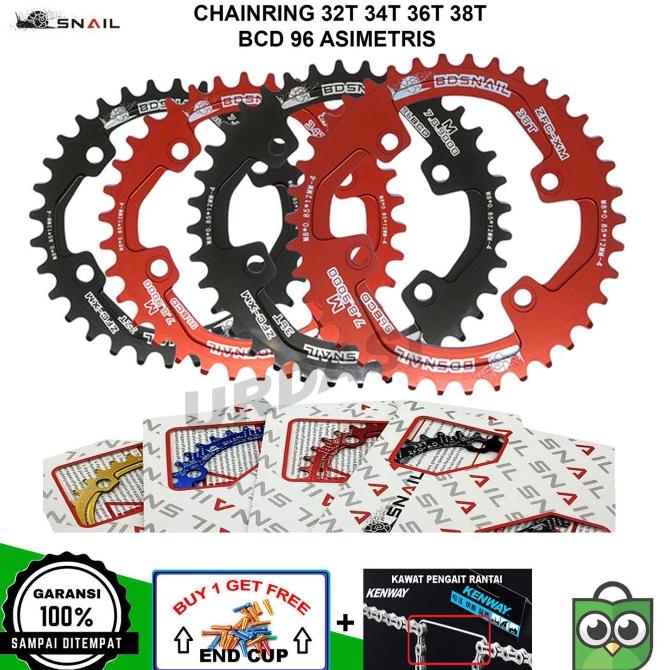 Chainring 32T 34T 36T 38T Bcd 96 Asimetris Shimano Narrow Wide 96Bcd