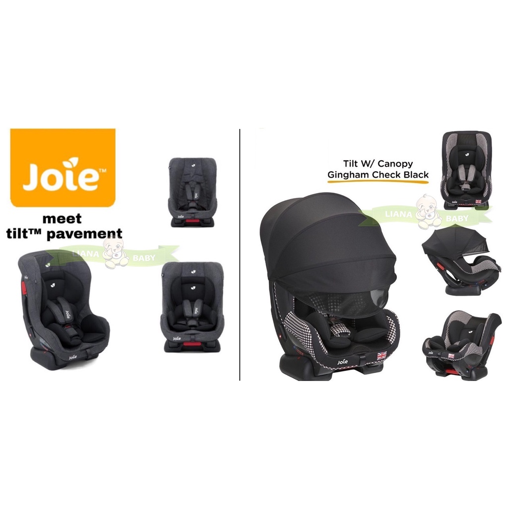 STR16 CAR SEAT JOIE MEET TILT PAVEMENT / CARSEAT TILT WITH CANOPY GINGHAM CHECK BLACK KURSI MOBIL BAYI