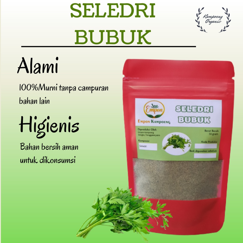 

Daun Seledri Sledri Bubuk Kering Bumbu Rempah Dapur Makanan Masak Masakan Instan Serbuk Asli Alami Murni Organik Organic Original Apium Graveolens Celery Powder