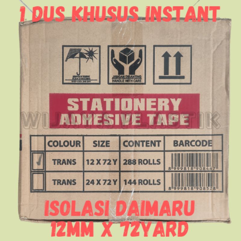 

LAKBAN/ISOLASI/SELOTIP DAIMARU 12MM (0,5inch) x 72YARD (1DUS)