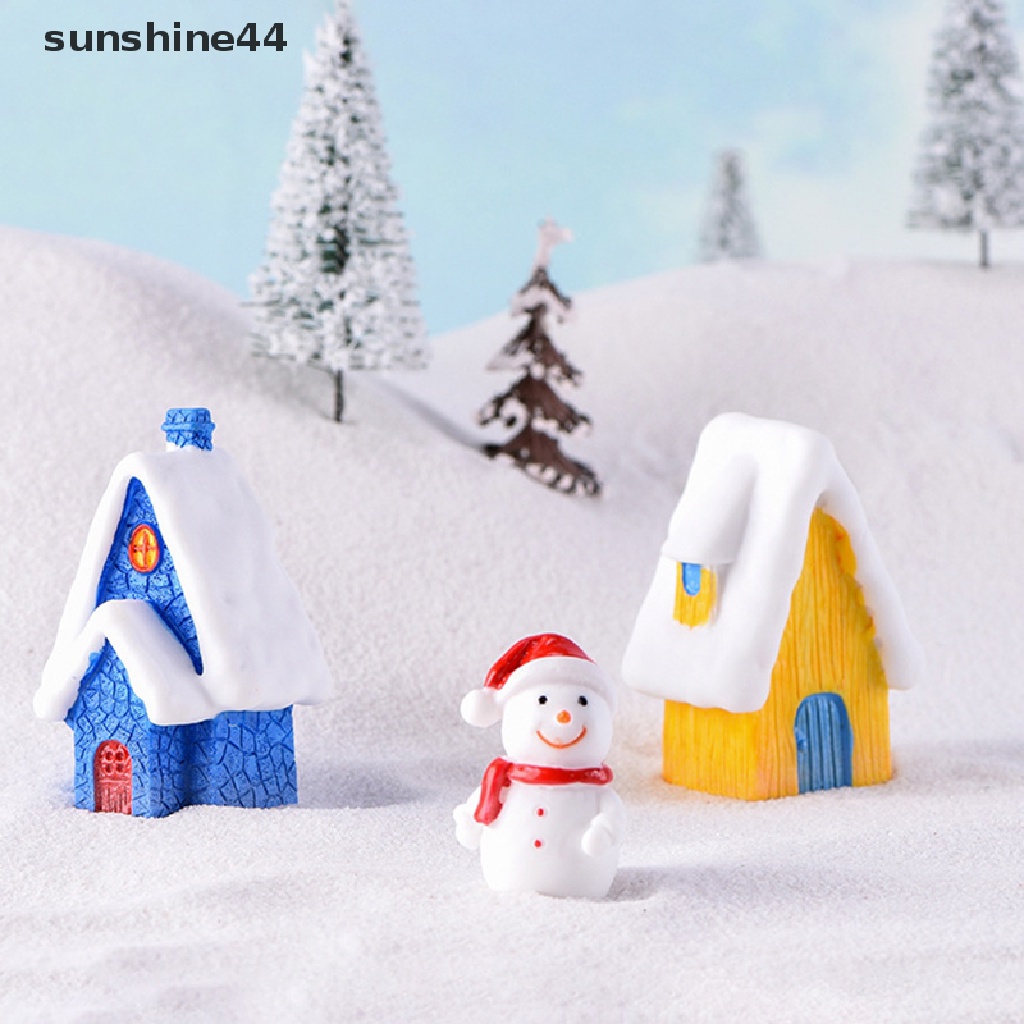 Sunshine Miniatur Rumah Salju Natal Bahan Resin Untuk Dekorasi Taman