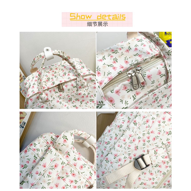 WYK137 Tas Ransel Wanita Sekolah Floral Mochila Backpack School Impor TKM