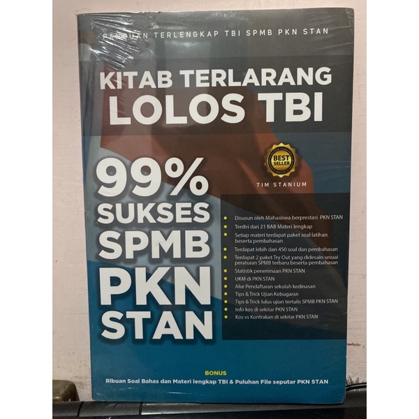 KITAB TERLARANG LOLOS TBI 99% SUKSES SPMB PKN STAN