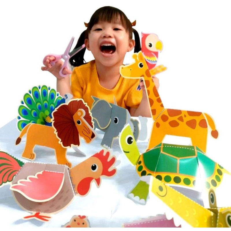 Mainan Edukasi DIY Montessori Anak Animal Paper Craft Kerajinan Tangan