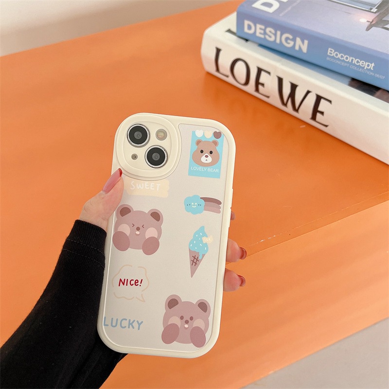 Frosty Cute Soft Case Realme C1 C2 5S 5i 6 7i 8i 8 Pro 9i C11 C20 C12 C15 C17 C21Y C25Y C35 RENO 4F 5 6 7Z Toy Story Cartoon Ice Cream Bear Case for Girl women gifts Baolongwish