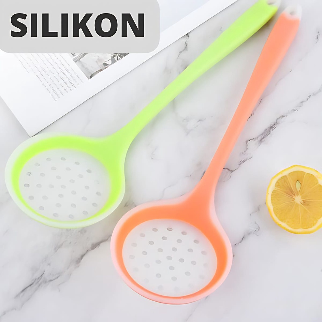 Centong masak silikon / Trainer Cooking Spoon Silicon Tahan Panas / Alat Masak Centong Lubang