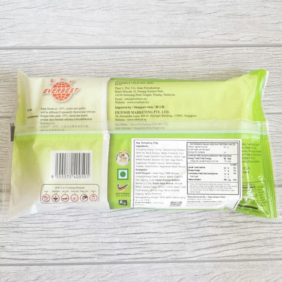 Pangsit Vegetarian/Shui Jiao/Sui Kiau/Everbest Dumpling 210 gr 14pcs Halal SuiKiao Dim Sum Frozen