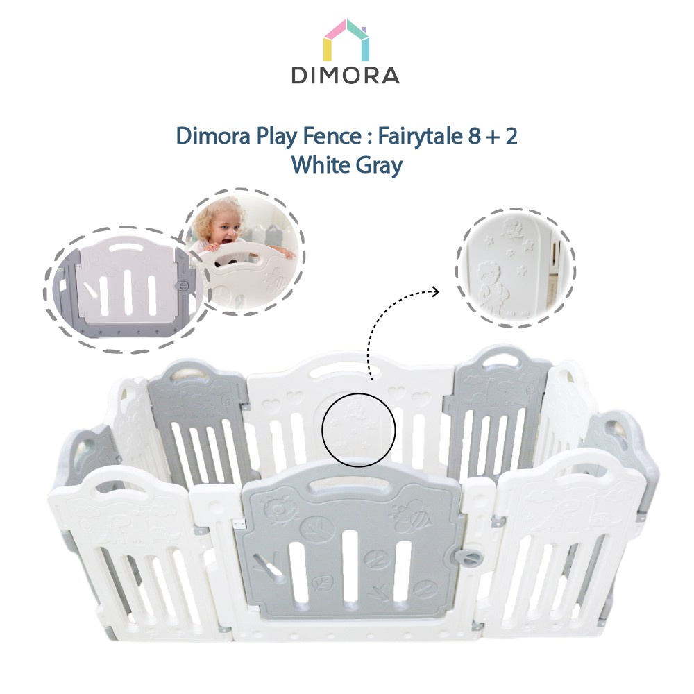 DIMORA FAIRYTALE 8 PANEL + 1 PLAY + 1 DOOR / GRAY &amp; WHITE COLOR PANEL