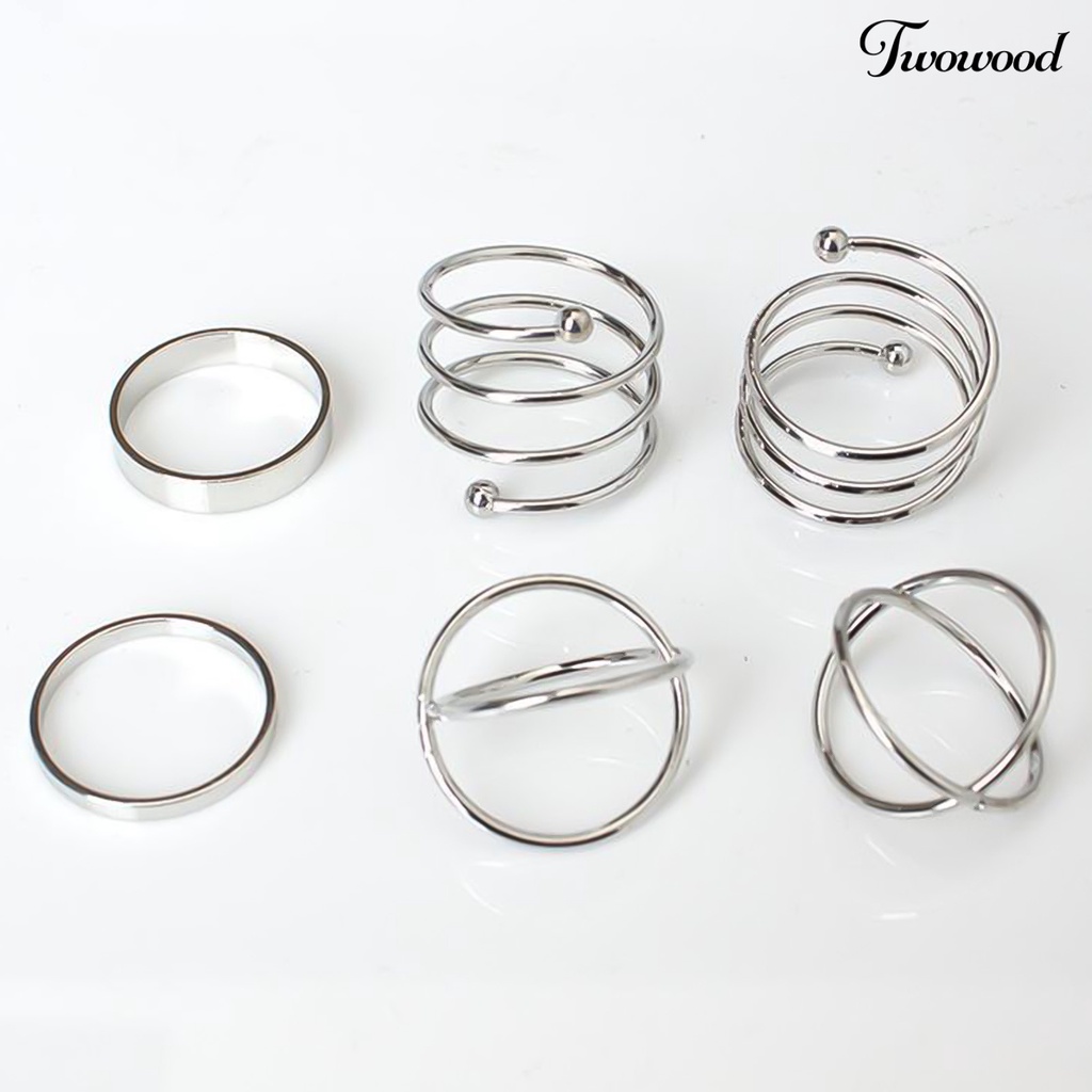 6pcs / Set Cincin Knuckle Model Silang Gaya Vintage Untuk Wanita