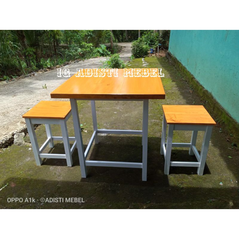 meja kursi cafe set 2 kursi kotak