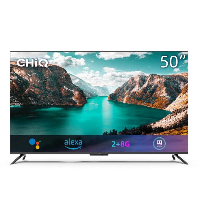 T0P CHIQ SMART TV 50 INCH 4K HANDS FREE VOICE CONTROL FRAMELESS ANDROID TV NICE