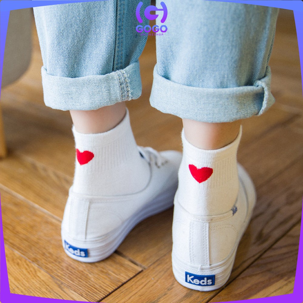 GOGO-P255 Kaos Kaki Motif Love Kaos kaki Pendek Ankle Fashion Korea Women Socks Ala Korea Semata Kaki Import