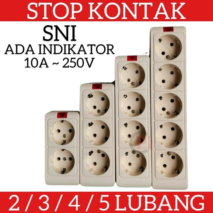 Stop Kontak SNI Terminal Listrik Colokan 2 3 4 5 Lubang Ada Indikator