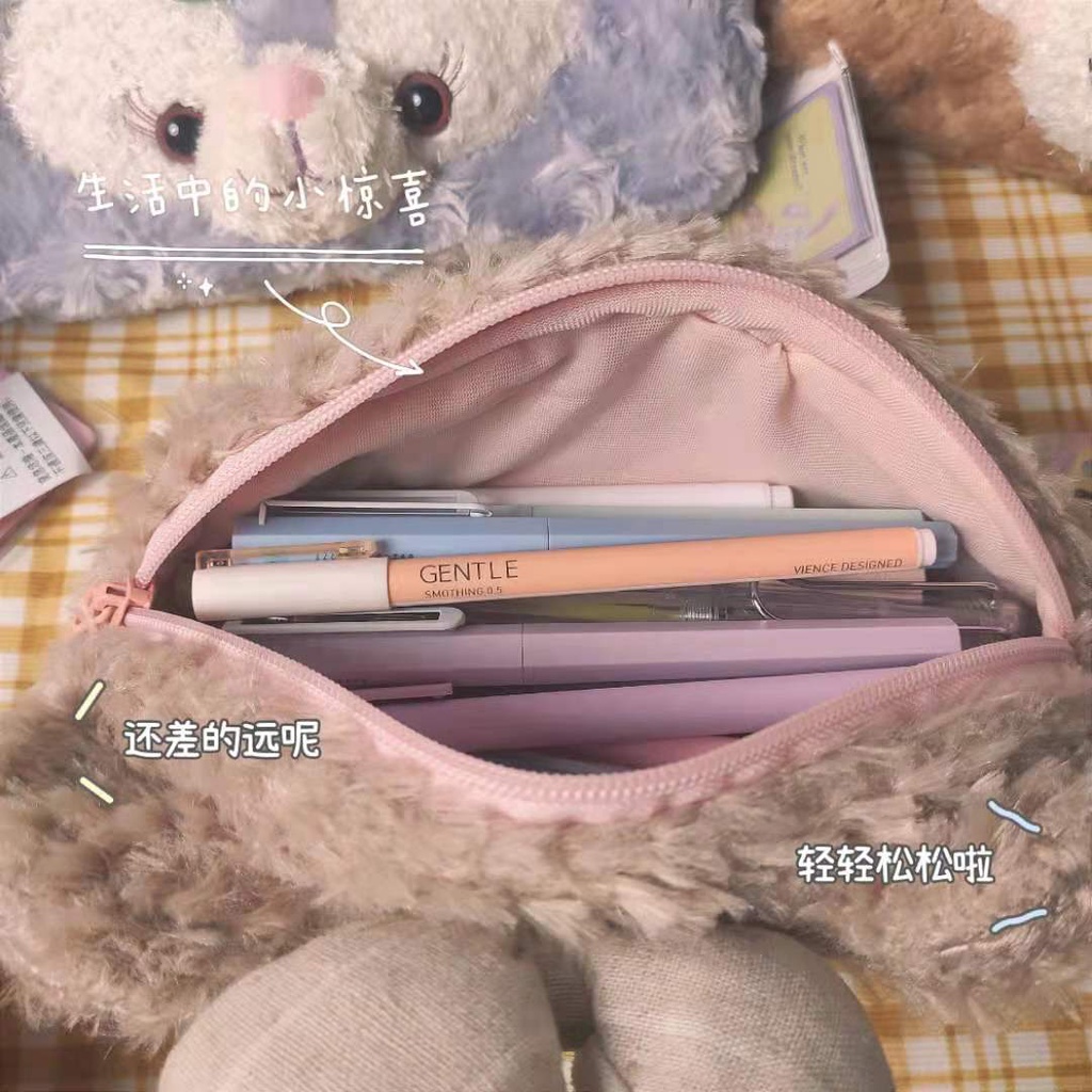 ⊙Sera   Siswa Bernilai Tinggi Kotak Pensil Gadis Kapasitas Besar Disney Boneka Mewah Tas Alat Tulis Hadiah Ulang Tahun Kotak Pensil