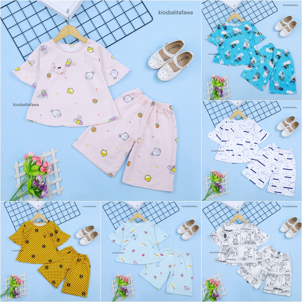 [MOTIF] Setelan Lucy uk 2-4 Tahun / Baju Anak Perempuan Set Atasan Balita Blouse Kulot Balita Cewek