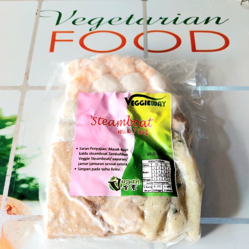 

STEAMBOAT MIX 7 IN 1, HALAL, VEGAN, 450g, ( FROZEN FOOD), VEGGIE WAY