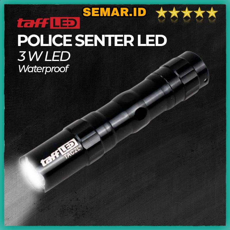 TaffLED Police Senter LED Flashlight Waterproof 3W - TAC 2L - Black