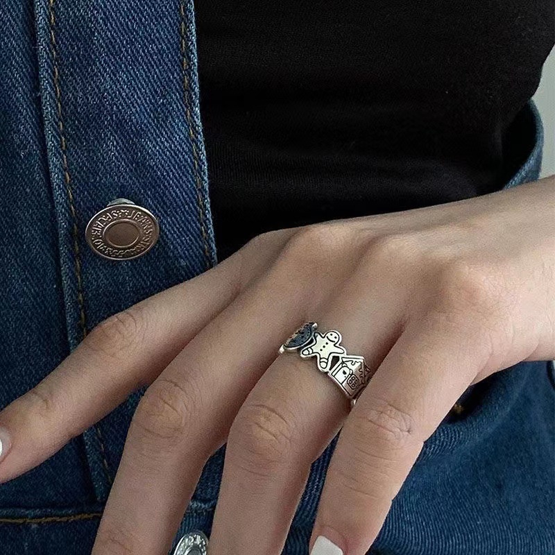 Cincin Jari Telunjuk Model Terbuka Dapat Disesuaikan Motif Graffiti Gingerbread Untuk Pria Dan Wanita
