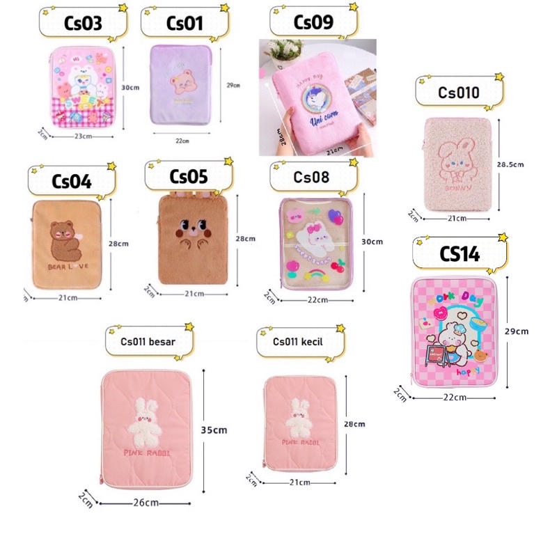 sarung tas ipad bear korea style unicorn tablet bag case ipad 11 / 7 / laptop CS01 CS03 CS04 CS05 milkjoy Cute bear Candy bear sleeve ipad