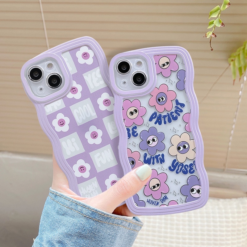 Soft Case TPU Motif Kartun Bunga Smiley Untuk iPhone 11 6 6s 7 8 Plus XR 12 13 14 Pro MAX 14 Plus 11Pro MAX X XS MAX SE 2020