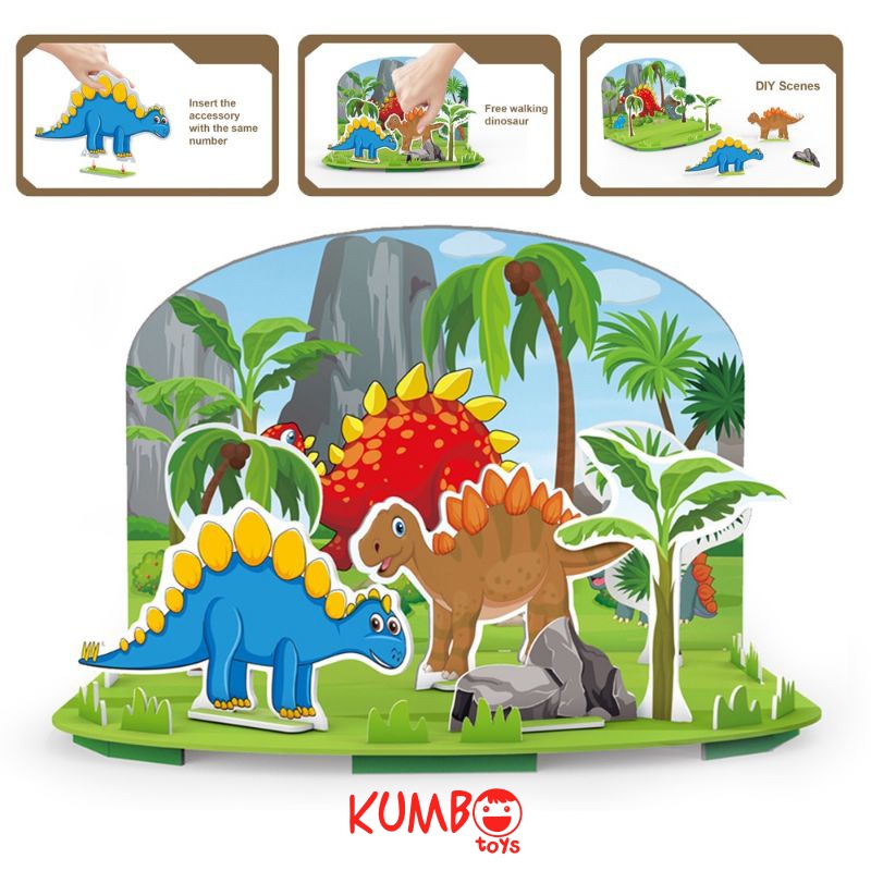 Mainan Edukasi Anak Puzzle 3D Dinosaurus Handcraft 3D Puzzle Dinosaurus Paradise