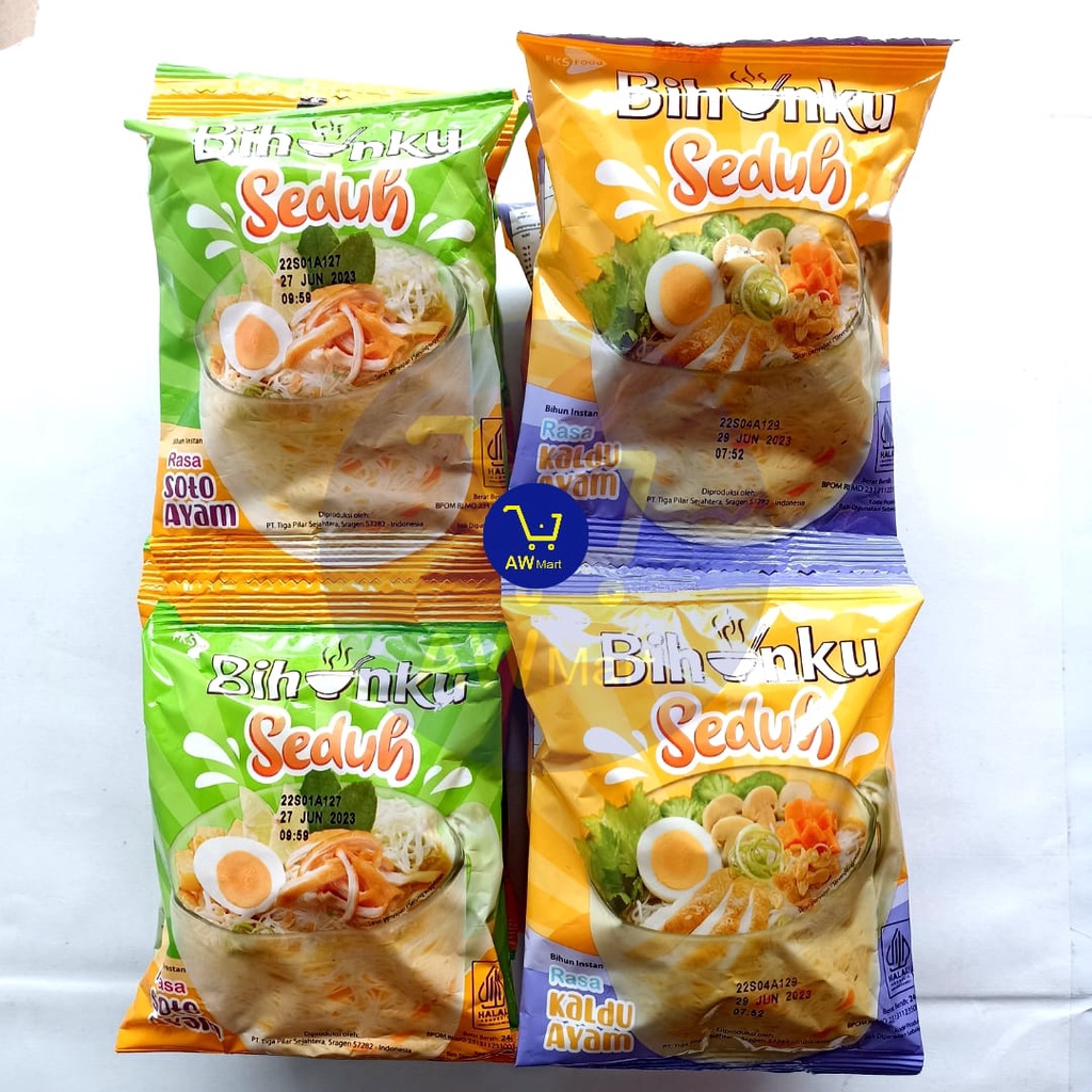 BIHUNKU SEDUH RENCENG RASA SOTO, KALDU AYAM, BASO SAPI ( ISI 10 SACHET X 24 GRAM ) - BIHUN INSTAN RENCENG