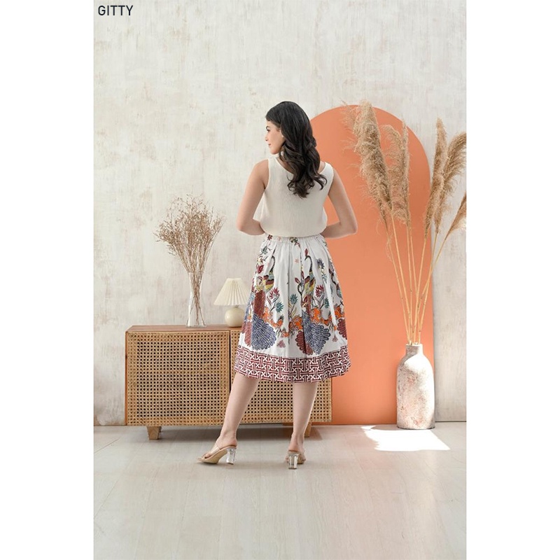 Evercloth Gitty Rok Batik Wanita Selutut Bawahan Batik Perempuan Rok Cewek Batik 3/4 7/8 Rok