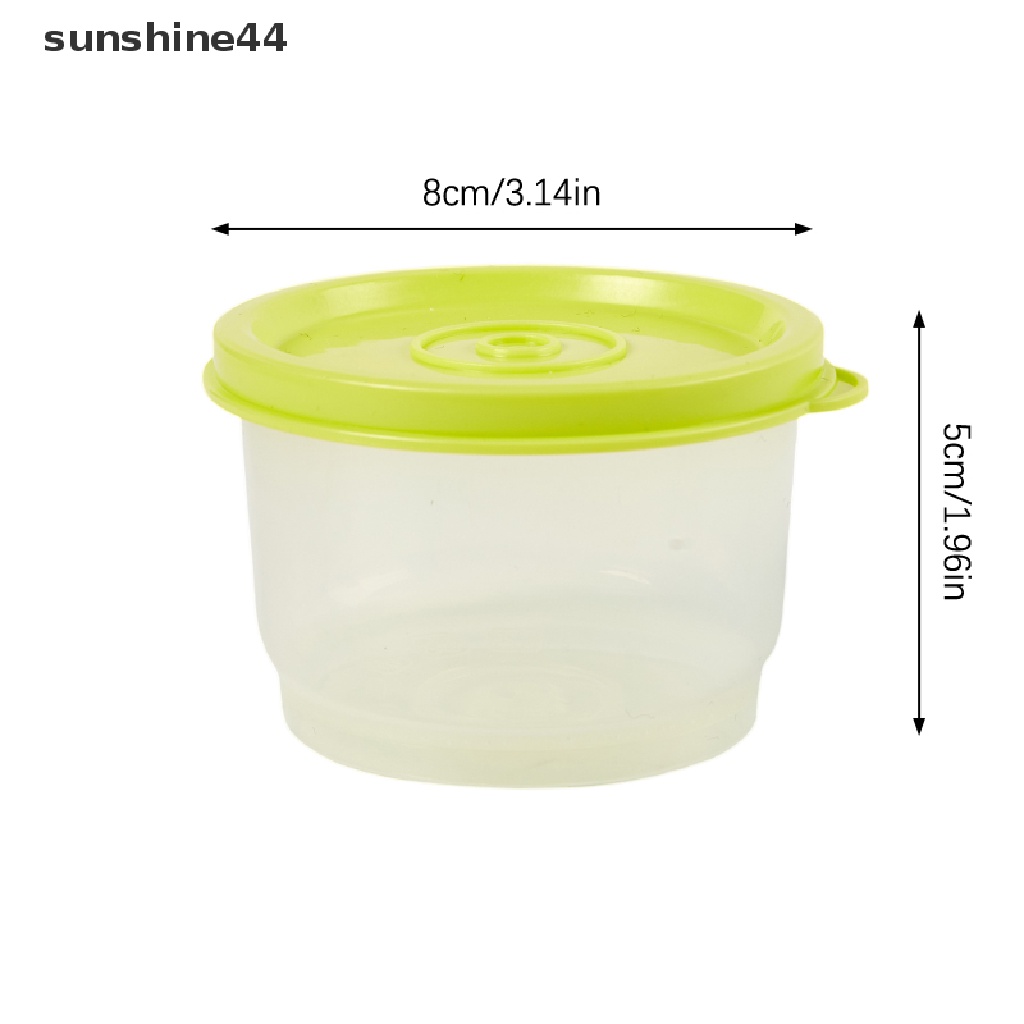 Sunshine Wadah Penyimpanan Makanan Bentuk Bulat Bahan Plastik Bening Ukuran 160ml Dengan Tutup