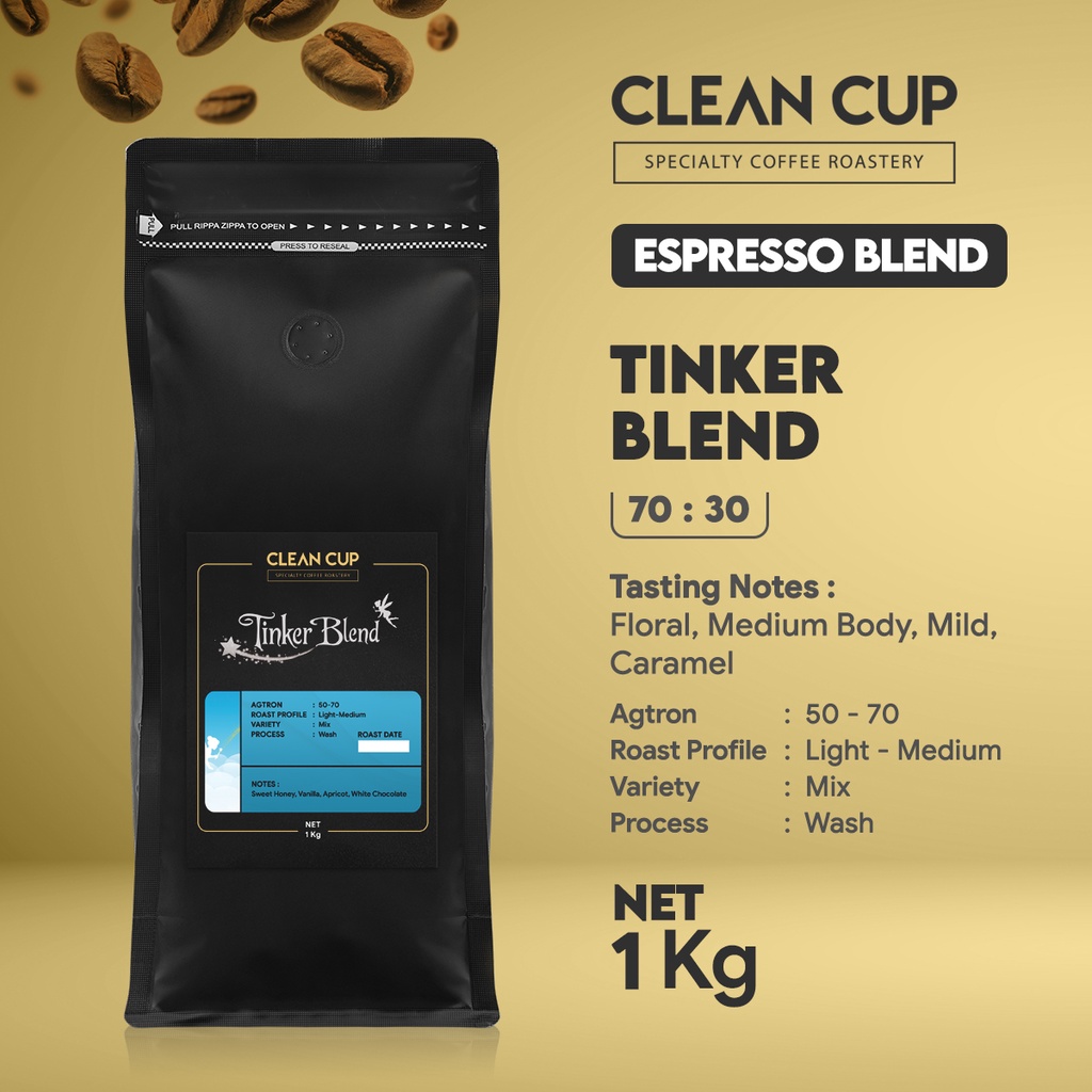 

Kopi Clean Cup Tinker Blend House Blend Whole Bean 1kg