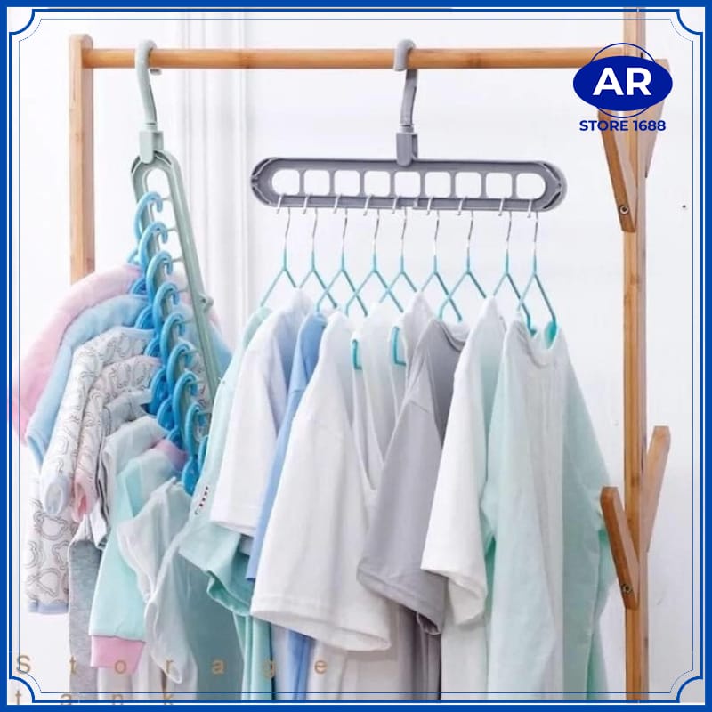 AR-Gantungan baju 9 lubang hanger baju 9 lubang macaron