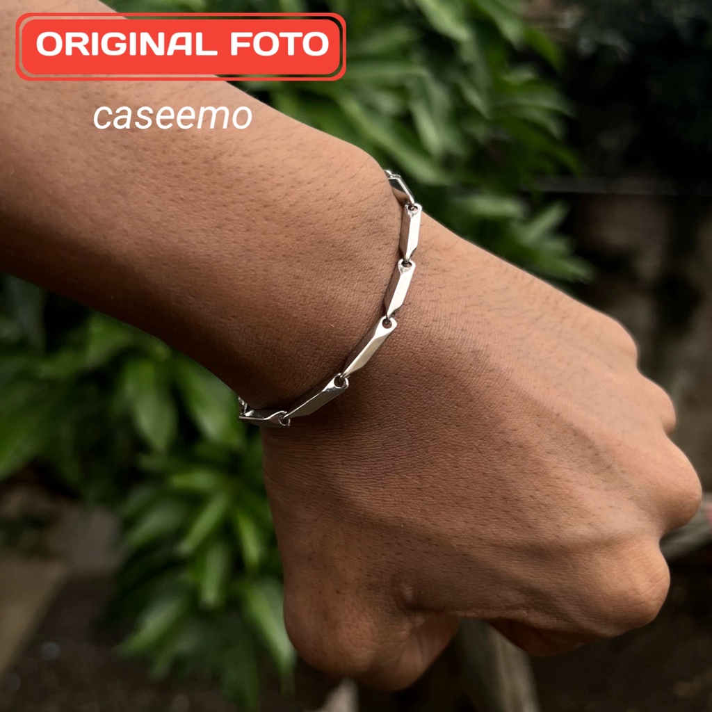Gelang Rantai Pria Cowok Cewek Gold Silver Original Titanium