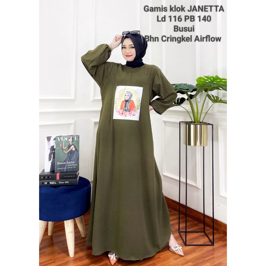 GAMIS CRINGKLE AIRFLOW KEKINIAN MODEL EMBLEM ZIPER DEPAN DRESS WANITA TERBARU