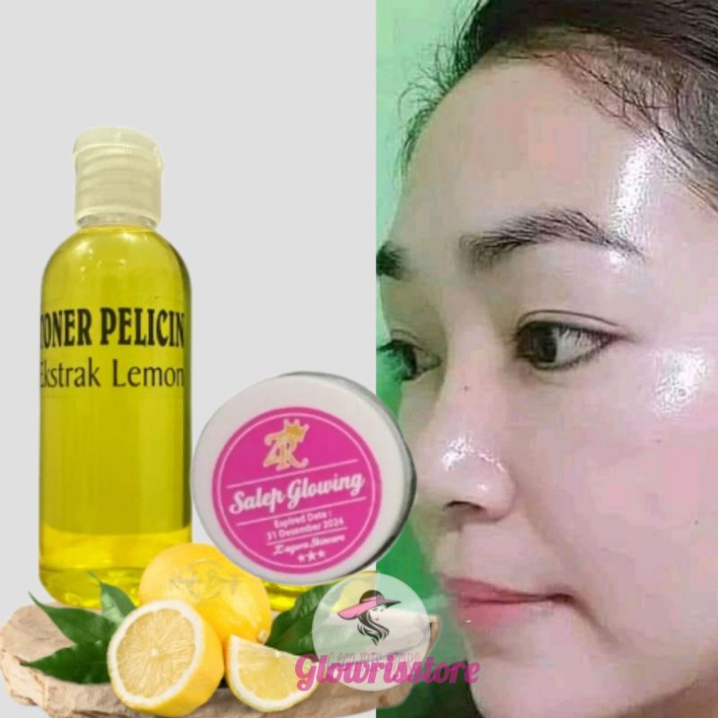 Paket Glowing Isi 2/  Salep Glowing Dan Toner Pelicin Wajah Ampuh Menghilangkan Flek Hitam,Noda Hitam Jerawat dan Mengglowingkan Wajah