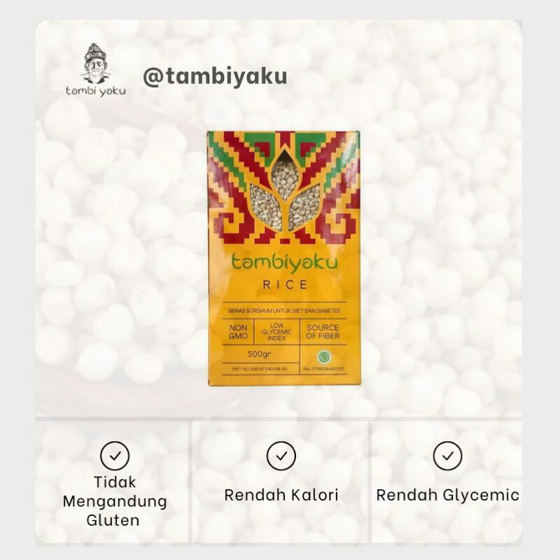 TAMBIYAKU Beras Sorghum 500 g Halal | Beras Rendah Kalori | Untuk Diet &amp; Diabetes