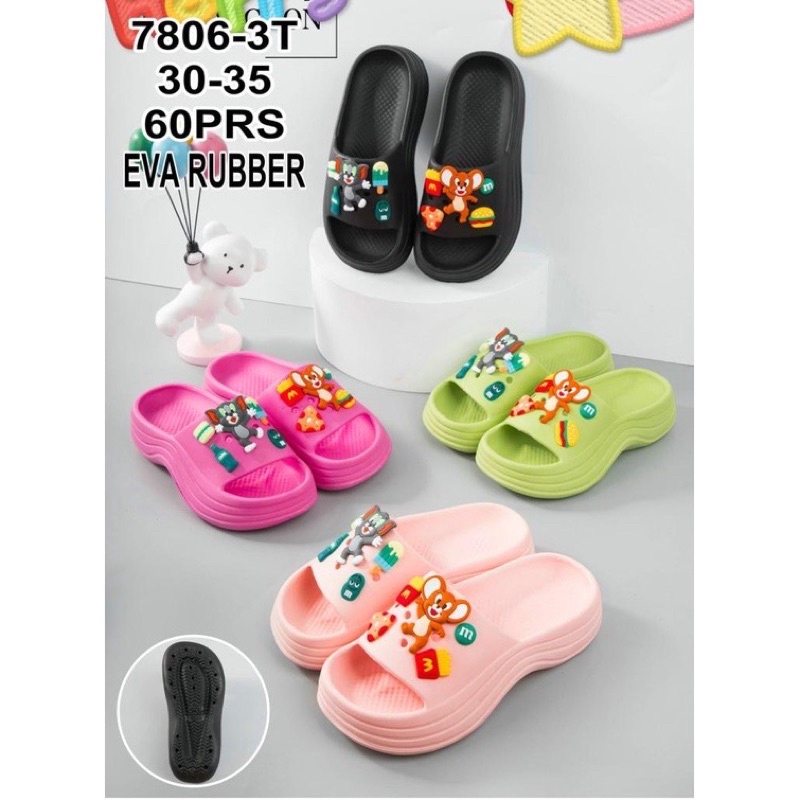 Sandal fuji anak perempuan jibbitz Tom &amp; Jerry