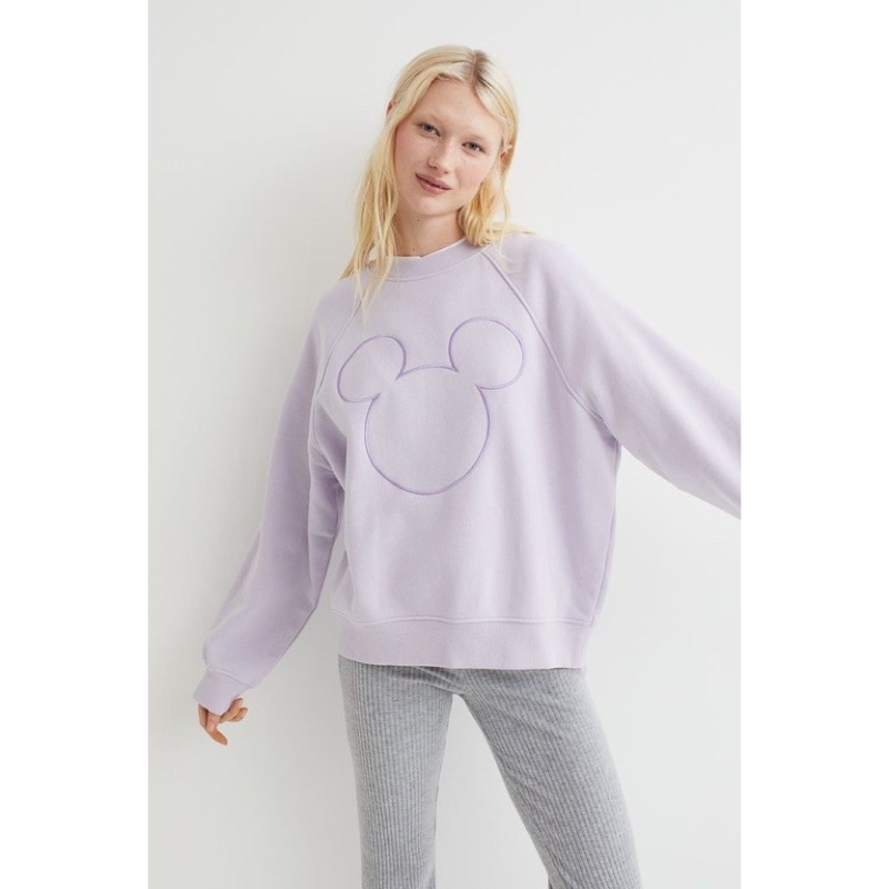 Sweatshirt Crewneck Hnm Mickey Lilac
