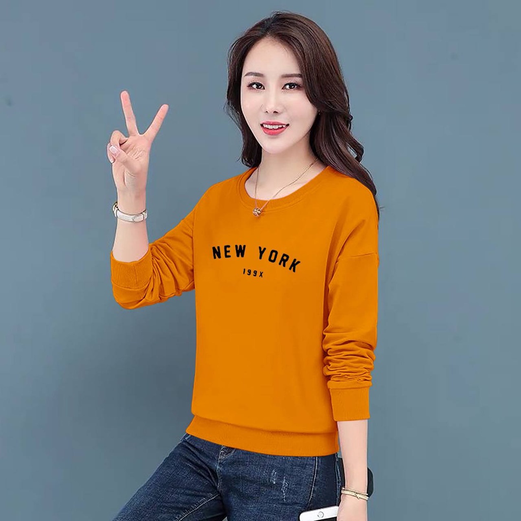 DL88 I BAJU WANITA NEW YORK LENGAN PANJANG TERBARU-KAOS DISTRO WANITA KEREN LENGAN PANJANG KEKINIAN-BAJU CEWEK LENGAN PANJANG