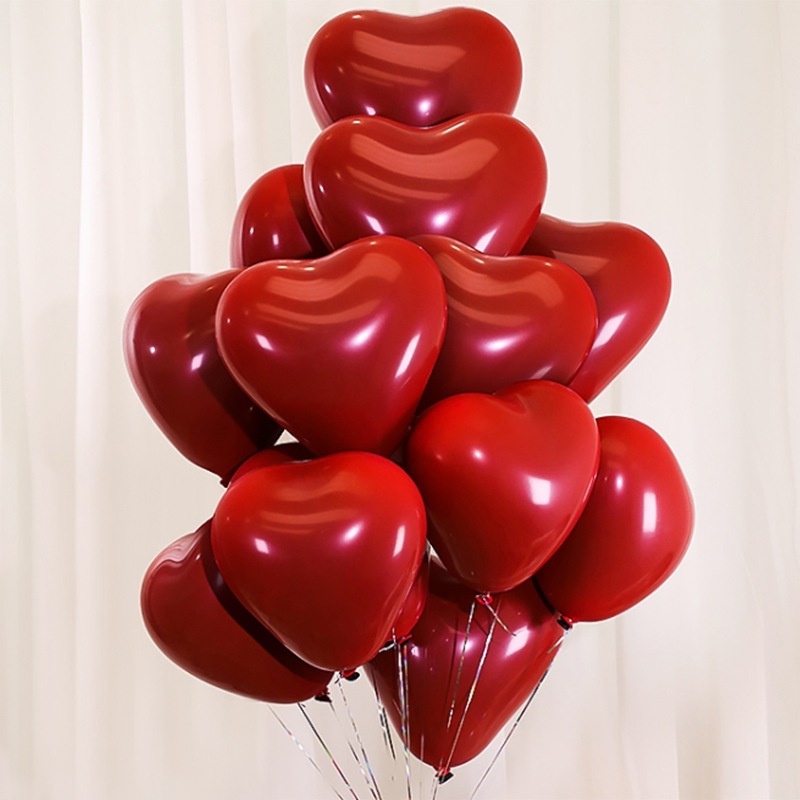 Balon Tiup Bentuk Hati Bahan Latex Warna Merah Dan Pink Untuk Dekorasi Pesta Ulang Tahun