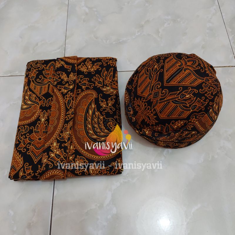 Set Baju Adat Jawa Cowok / Baju Manggolo | Nuansa Solo Hitam | Motif Semen Romo 01
