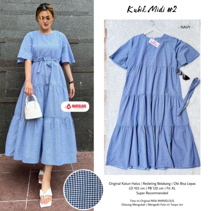 KUBIK MIDI #2 BY MARVELOUS / MIDI DRESS WANITA MUSLIMAH / Gamis midi katun halus polos premium rekomended