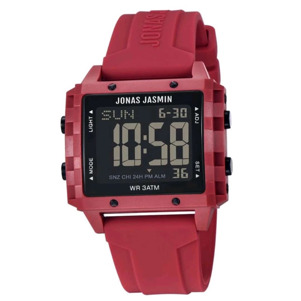 Jam tangan Wanita Pria Strap Karet Digital Jonas Jasmin Original Free Batrai