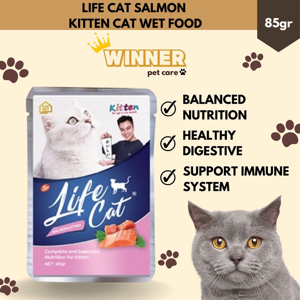 Life Cat Salmon Kitten Cat Wet Food Pouch 85gr