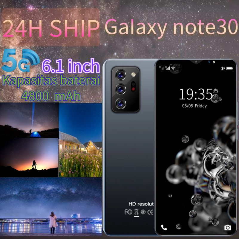 hp handphone murah hp gaming galaxy note 30 [COD+Baru+5g+Pengiriman lokal] handphone murah Android 10.0 Ponsel cerdas Layar HD RAM 6GB ROM 128GB 6,1 inci TIKTOK SIM Ganda Pintar dan Siaga Ganda ponsel layar penuh Kebutuhan hiburan kantor